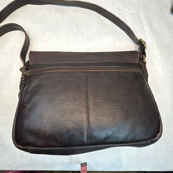 GH Bass Leather Purse Messenger Bag Brown Adjustable Shoulder Strap - Picture 6 of 14